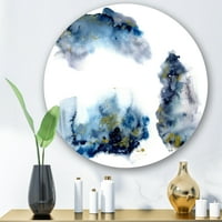 DesignArt 'sivi i plavi oblaci sa zlatnim sjajem' Moderni metalni zidni umjetnost kruga - disk od 11