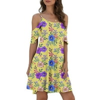 Ženska modna ljetna Mini haljina od A-liste, ležerna Haljina Za plažu s izrezima i printom, žuta a-lista