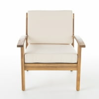 Aletta Outdoor drvene klupske stolice s jastucima, set od 4, tikovina, bež