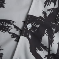 Muška havajska košulja kratkih rukava, pamučna košulja na kopčanje s cvjetnim printom, ležerna, tropska plaža, ljetna, Crna