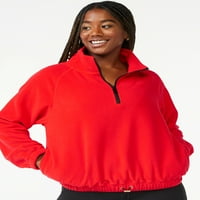 Ljubav & Sports Women's Fleece ošišan četvrti zip pulover