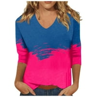 Rasprodaja, ljetni vrhovi s rukavima od tri četvrtine za žene, jesenski puloveri s izrezom u obliku slova U i modnim printom, bluze