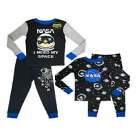 4-dijelni pidžama Set za spavanje s dugim rukavima i dječačkim hlačama veličine 4-10