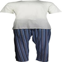 Hanes muški majica s kratkim rukavima i tkani set pijama za spavanje - kombinacije, prirodna plava pruga velika