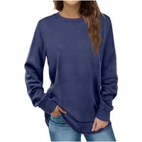Ženska majica s kapuljačom, ženska modna jesen / zima jednobojni pulover s okruglim vratom s dugim rukavima, Bluza, opuštene Ležerne
