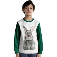 Uskršnja majica s okruglim vratom pulover s dugim rukavima s printom zeca slatka majica sa zečićem vrhovi koje mogu nositi žene muškarci