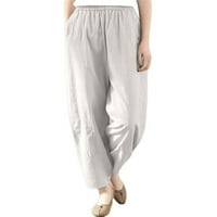 Ženske rastezljive prozračne hlače u donjem rublju, široke pamučne Capri hlače visokog struka s džepovima