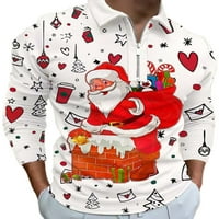 Muški vrhovi, majice s reverom, Božićna polo majica, muška majica klasičnog kroja, Božićni pulover u bijeloj boji