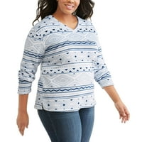 Ženski pulover od flisa veličine Plus-Size S izrezom u obliku slova M.