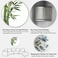 DesignArt 'detalj tamnozelenog bambusa i lišća I' tradicionalna metalna zidna umjetnost kruga - disk od 11