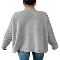 Casual jednobojni puloveri s uspravnim ovratnikom i dugim rukavima u sivoj boji, Ženski džemperi