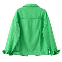 Jesenska nova odjeća, proljeće i topla jednobojna jakna s dugim rukavima, Vanjska odjeća, Jakne za žene u zelenoj boji