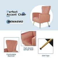 Udobna baršunasta naglasak stolica - Vintage Wingback Stolica za spavaću sobu u dnevnoj sobi - ružičasta - set od 2