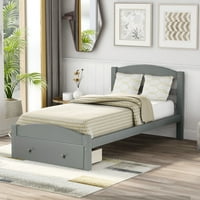 Drveni krevet s platformom - okvir kreveta s okvirom za odlaganje za tinejdžere, odrasle - siva