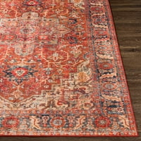 Tradicionalni tepih od 4' 6' u Svijetlocrvenoj boji koji se može prati u perilici