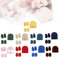 Kapa za djevojčice Slatka kapa za novorođenče rukavice čarape mekani čisti pamučni set slatka