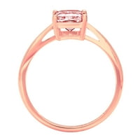 Prsten od ružičastog zlata od 14 karata s imitacijom ružičastog dijamanta smaragdnog reza od 2 karata od 8,5 inča
