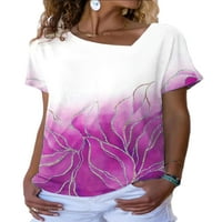 Ženska majica s cvjetnim printom, ljetni vrhovi, majica s izrezom u obliku slova a, modni pulover, majica kratkih rukava, ružičasta,