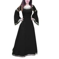 Ženske boho jesenske haljine srednjovjekovne haljine pamučne viktorijanske haljine s raširenim rukavima Maksi haljina za Noć vještica
