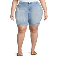 Alivia Ford Women Plus veličine uništene kolut rastezanja Bermuda kratke hlače