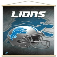 Detroit Lions - plakat kaciga sa drvenim magnetskim okvirom, 22.375 34