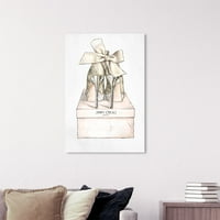 Wynwood Studio Fashion and Glam Wall Art Canvas Otisci cipele 'My Romantic Pair' - Zlato, ružičasta