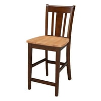 3-dijelni set za blagovanje visine stola od punog drveta s 42-inčnim okruglim postoljem i stolicama s lamelarnim naslonom, espressom