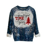 Jesensko-zimski pulover za žene s božićnim printom, bluza s okruglim vratom i dugim rukavima, majice s kapuljačom, majice, majice,