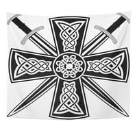 Poganski keltski križ s čvorom prekriženih mačeva srednjovjekovna plemenska drevna Crna Keltska zidna umjetnička tapiserija za uređenje