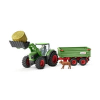 Svijet poljoprivrednika Schleicha, igračka figurica traktora s prikolicom