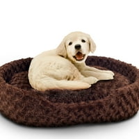 Okrugli krevet za pse, Okrugli plišani krevet za kućne ljubimce - smeđa