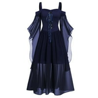 Ženska renesansna haljina iz 50-ih godina, gotička retro steampunk haljina, šifonske haljine s ramena s dugim rukavima, srednjovjekovna