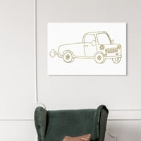 Wynwood Studio 'Pickup kamion' Transportation Wall Art Canvas Print - Zlato, bijelo, 24 16