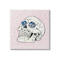 Stupell ružičaste ruže Kristalne oči lubanje ljepota i modno slikarstvo galerija zamotana platno print zidna umjetnost