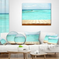 Drvene daske DesignArt na morskoj pozadini - jastuk za bacanje mora - 18x18