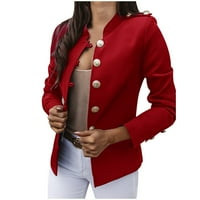 Ženski blejzeri od 2 inča, ležerni pametni poslovni sako s dugim rukavima, Crveni,2 inča