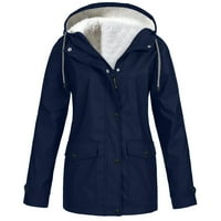 Ženski kaputi zimska rasprodaja, jednobojna kišna jakna, vanjske jakne, kišni ogrtač s kapuljačom, jakne od flisa otporne na vjetar