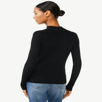 Scoop ženski džemper s ravnim rebrama