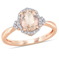 Donje prsten Miabella s морганитом ovalnog rez T. G. W. u 1 karat i dragulj T. W. u 10 karata od ružičastog zlata s ovalnim halo
