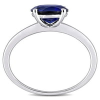 Zaručnički prsten od 10k bijelog zlata od plavog safira izrađen od 2k pasijansa od 2k