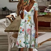 Rasprodaja haljina Plus Size Ženska sundress ležerna ljetna haljina s cvjetnim izrezom u obliku slova u i kratkim rukavima A kroja