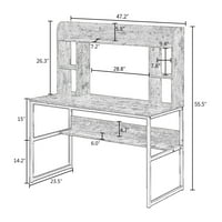 AUKFA Računalni stolovi 47 kućni uredski stol s policama za hutch i skladištenje - Veliki stol za studij radne stanice - Brown