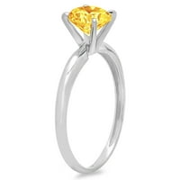 Prsten od bijelog zlata od 18 karata s prozirnim simuliranim dijamantom okruglog reza od 0,5 karata od 10,5 karata
