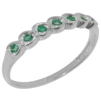 Ženski prsten vječnosti od bijelog zlata od 14 karata s prirodnim smaragdom britanske proizvodnje - opcije veličine-veličina 6,5