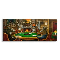 Životinje jelena koje se igraju za poker stolom, Galerija slika u meniju,omotano platno, tiskana zidna umjetnost, dizajn lea stansa