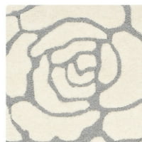 Geometrijski cvjetni tepih od vune, Tamno siva slonovača, 2 '6 8'