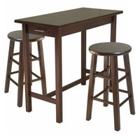 Atraktivni drveni stol za doručak od 3 komada s četvrtastim nogama i stolicama, orah