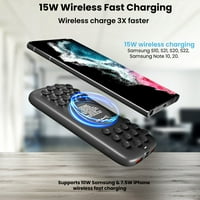 Techsmarter 10000 mah 22,5 W 22,5 W USB-C PD Bežični napajanje odojak, prijenosni punjač za Samsung S23, S22, S21, S20, Note, iPhone