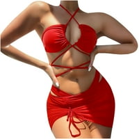 Rasprodaja ženskog kupaćeg kostima u kupaćem kostimu s križnim vezicama visokog struka 3-dijelni dvodijelni kupaći kostim