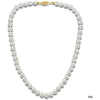 Japanska kultivirana Bijela Biserna ogrlica s morskom vodom od 18k zlata za žene, 20